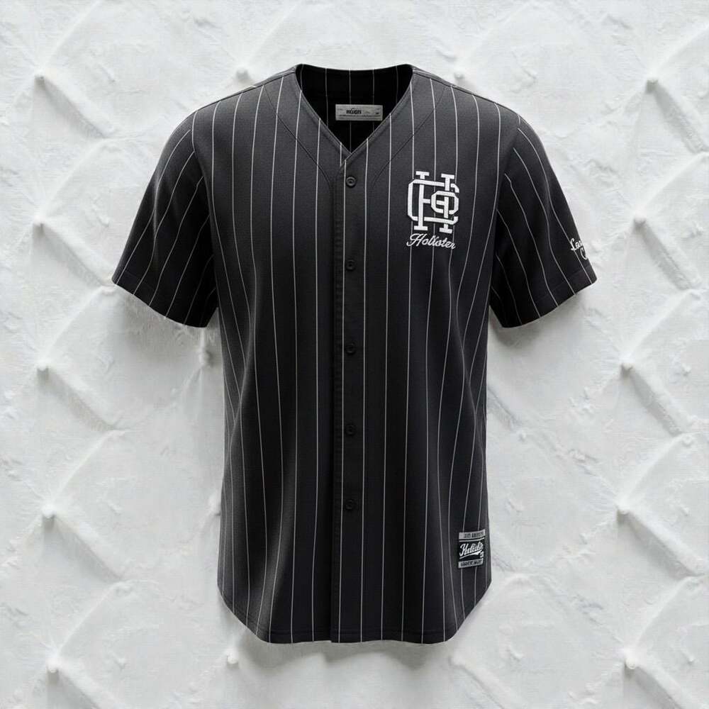 Hollister Los Angeles California Pinstripe Baseball Jersey Shirt Size L